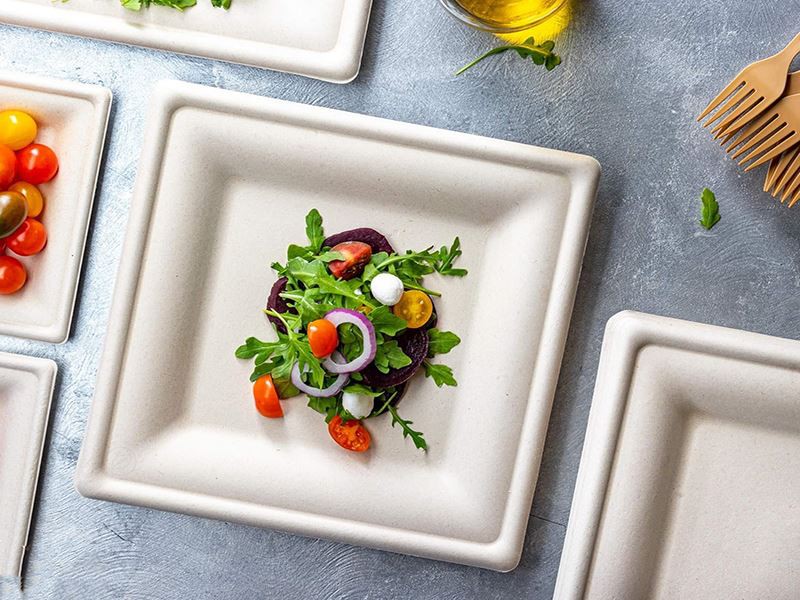 Plats compostables de canya de sucre